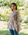 White and Brown Printed Peplum Top