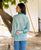 White and Green Hand Block Printed Top