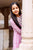 White Cotton Sleeveless Dress With Pink Hand Block Buti Prints