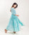 Aqua Cotton Tiered Indo Western Dress with Sleeveless inner