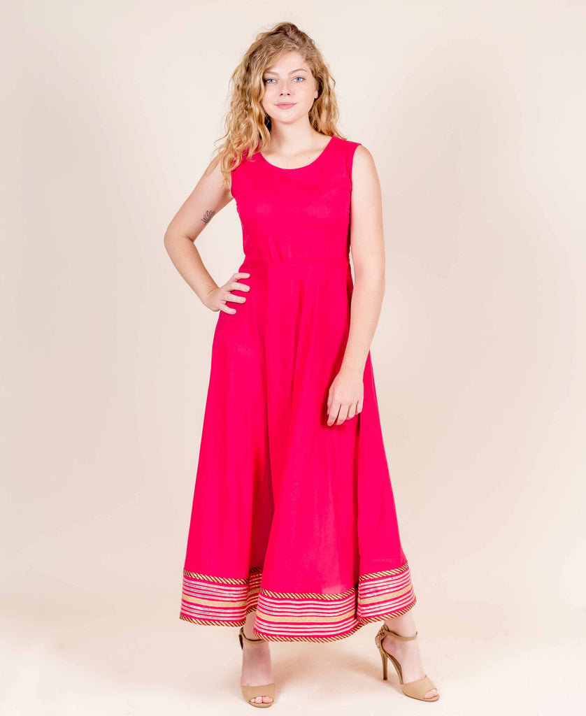 sleeveless long indo western dresses for ladies online