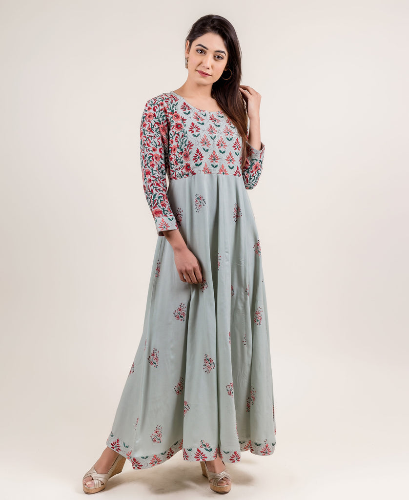 Rayon Long Anarkali Gowns Dresses for women and girls online