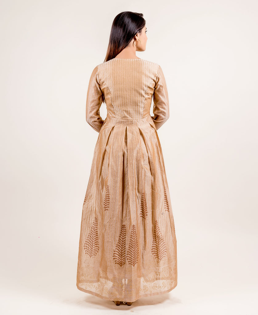 Chanderi floor length designer gowns online shopping for women and girls